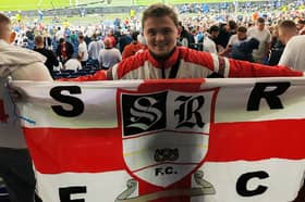 Alex Wickett on tour with England. // An England superfan has taken a gamble and spent £3k to fly out and hopefully see England through to victory at the World Cup. Alex Wickett, 25, joined the England Supporters Travel Club in 2022 and has been building up points going to all the friendlies and qualifiers both at home and away to make tickets more affordable. 