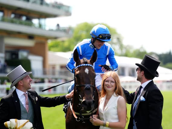 Clifford Lee on board Venetian Sun after winning the Commonwealth Cup at Royal Ascot