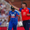 England’s Josh Tongue celebrates the wicket of India’s Shivam Dube