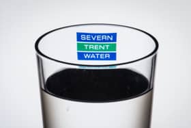 Severn Trent Water logo on a glass of water