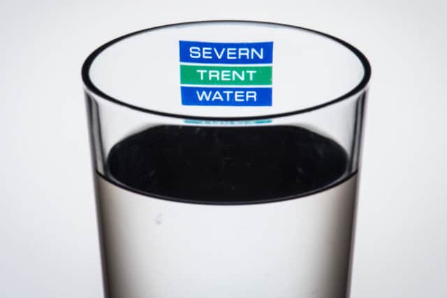 Severn Trent Water logo on a glass of water