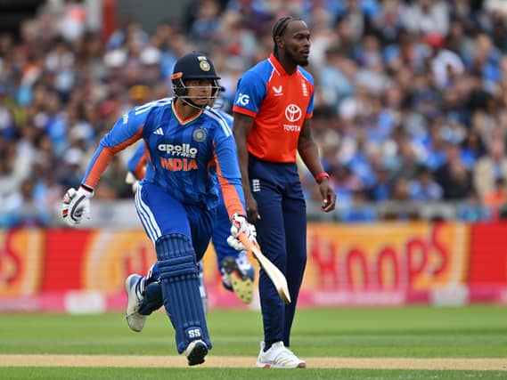 Jofra Archer (right) alongside Vaibhav Sooryavanshi.