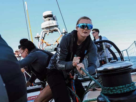 Katie Archibald on board a clipper yacht
