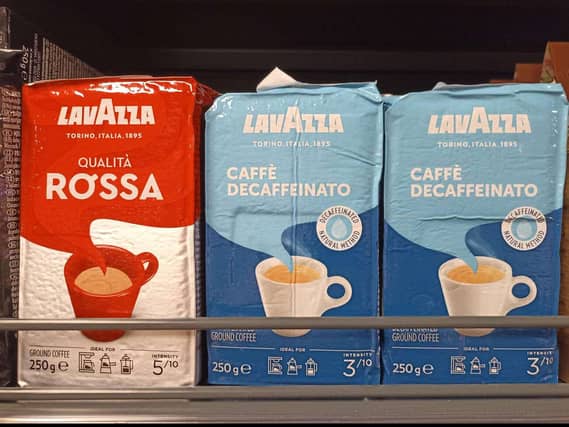 Lavazza coffee on a store shelf