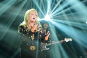 Bonnie Tyler performing during the filming of the Graham Norton Show