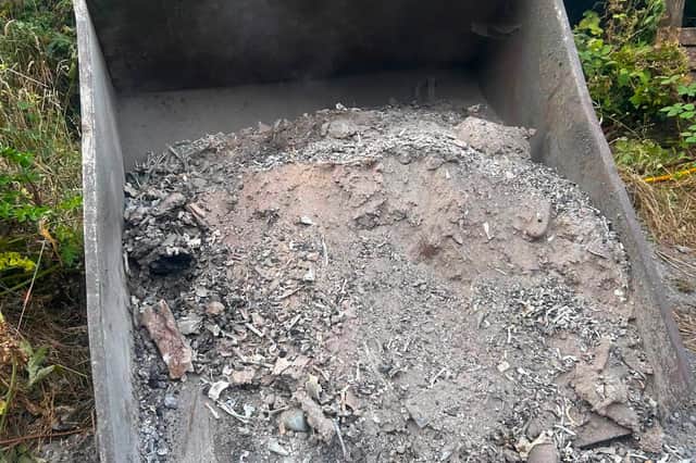 A pile of ash and bones at the Animal Funeral Services