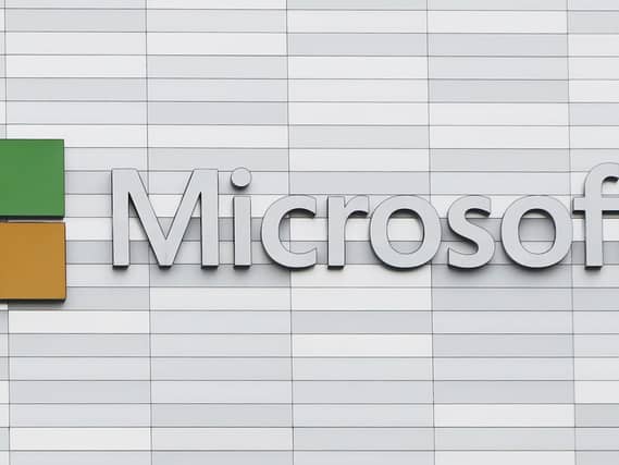 A sign outside a Microsoft office