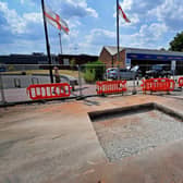 Brownhills High Street is still closed as work is still underway to repair the pothole.