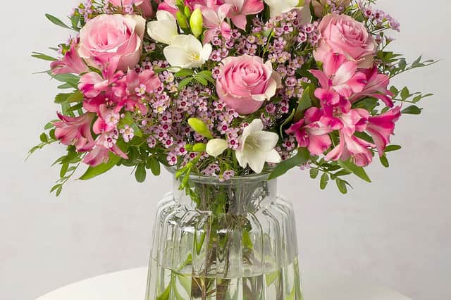 Pink Roses and Freesias from Bunches.