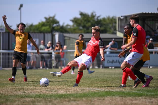 Summer signing Andrew Dallas had a first half goal ruled out for offside at Leamington.