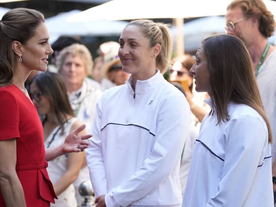 The Princess of Wales speaks to ladies' doubles finalist Gabriela Dabrowski