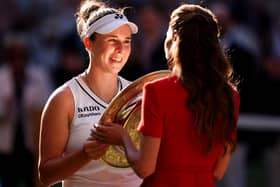 The Princess of Wales presents the Venus Rosewater Dish to Linda Noskova
