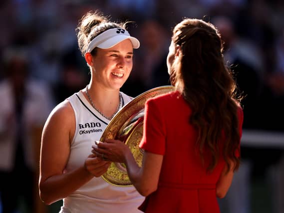 The Princess of Wales presents the Venus Rosewater Dish to Linda Noskova