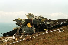 Wreckage of a Chinook helicopter which crashed on Mull of Kintyre