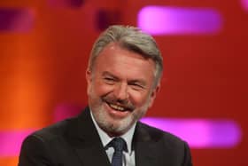 Sam Neill laughing on the Graham Norton show
