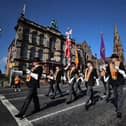 Orangemen marching in Clifton Street in Belfast