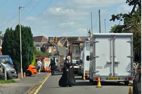 An actor spotted in period costume in Scotts Road, Stourbridge