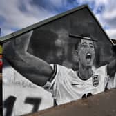 Lucy Danielle's fantastic mural of Jude Bellingham on a derelict building off Lower Horseley Fields, Wolverhampton.