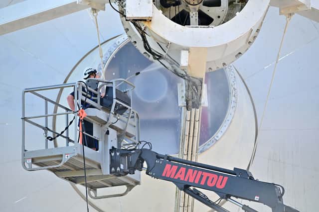The Knockin Radio Telescope getting a much needed clean.