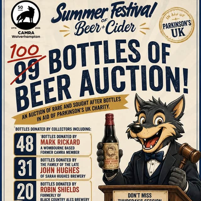 The festival will have 100 bottles of beer up for auction. Photo: Wolverhampton CAMRA