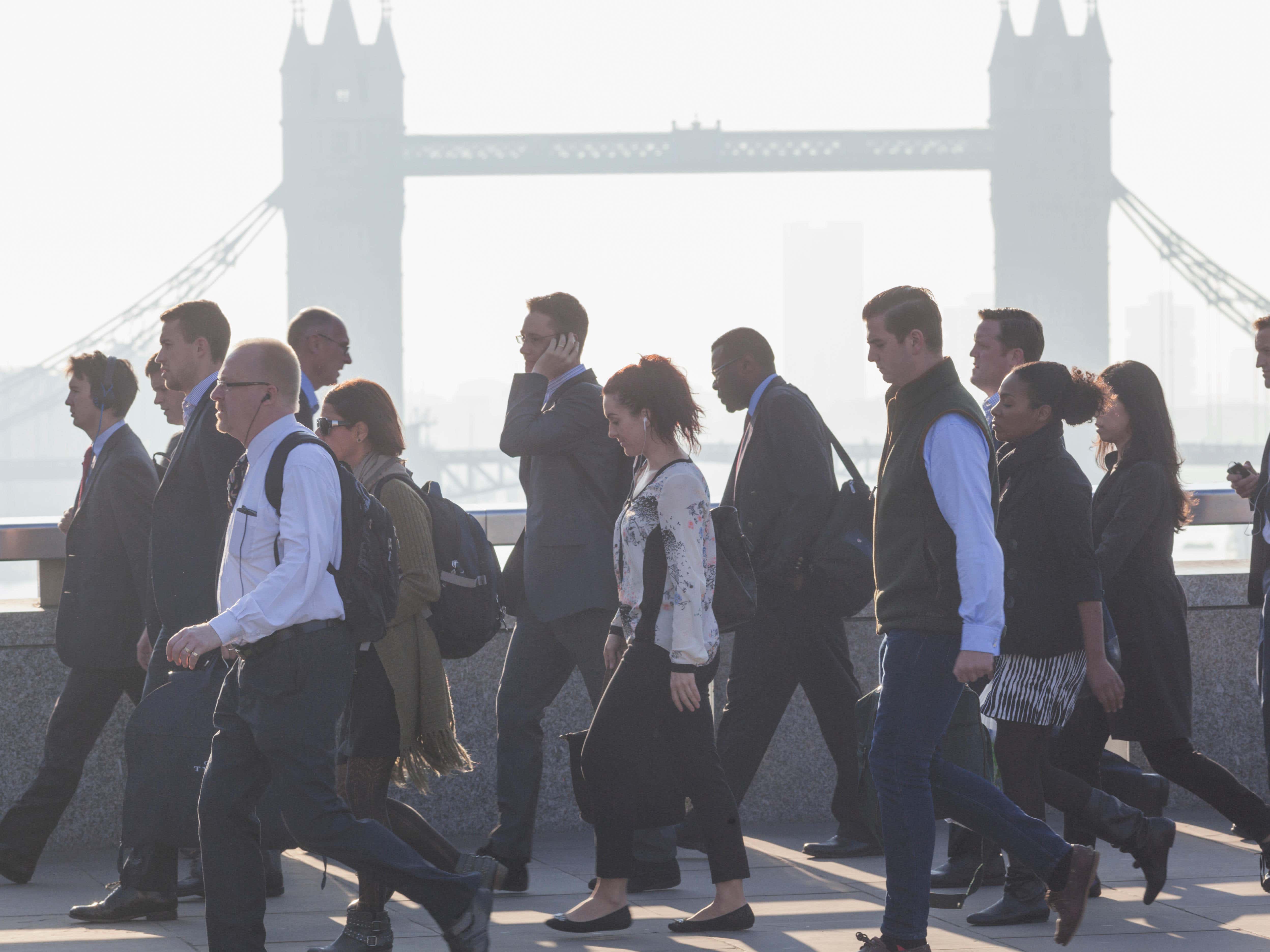 Commuters Crossing London Bridge
