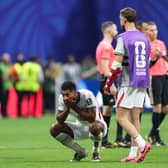 Jude Bellingham reacts after the defeat by Argentina in the World Cup semi-final at Atlanta Stadium.