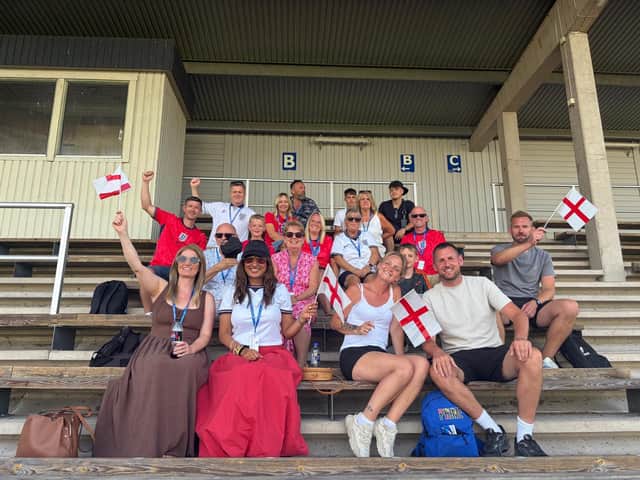 The families donned their Wolverhampton Olympic and England colours