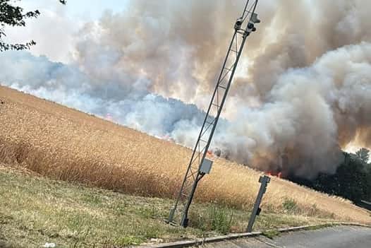 The fire service has warned to 'keep windows and doors closed' following a large crop fire in Wombourne