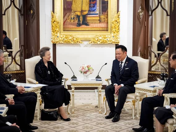 The Princess Royal with Prime Minister of Thailand Anutin Charnvirakul at Government House in Bangkok
