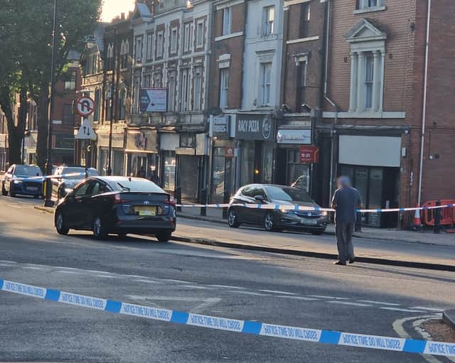 A car inside the police cordon at crash scene in Chapel Ash, Wolverhampton