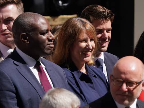 Deputy Prime Minister David Lammy and Chancellor of the Exchequer Rachel Reeves join members of outgoing Prime Minister Sir Keir Starmer’s cabinet as well as Labour colleagues waiting for his arrival in Downing Street to give a statement before handing in his resignation to King Charles III, ahead of Andy Burnham becoming new PM