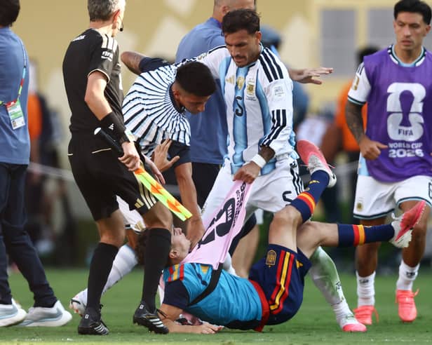Leandro Paredes attacks Gavi after the World Cup final