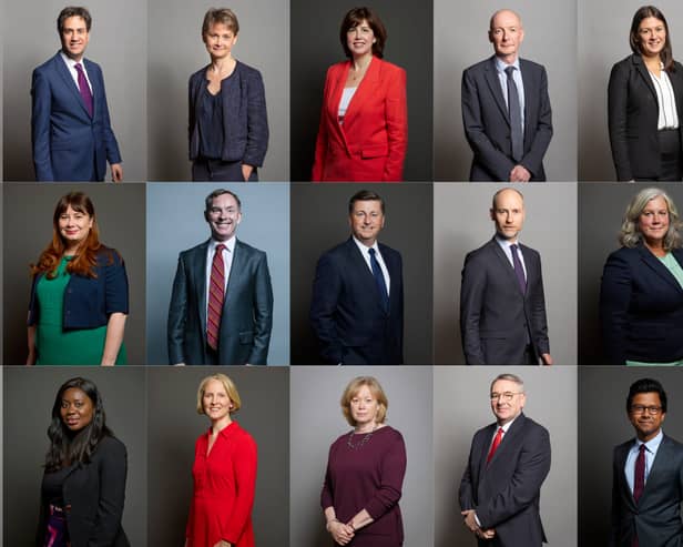 Composite of handout file photos issued UK Parliament of Prime Minister Andy Burham’s Cabinet appointments: (top row, left to right) Chancellor John Healey; Home Secretary Shabana Mahmood; Foreign Secretary Ed Miliband; Health Secretary Yvette Cooper; Education Secretary Lucy Powell; Work and Pensions Secretary Pat McFadden; Culture Secretary Lisa Nandy; Business Secretary Jonathan Reynolds; and Housing Secretary Angela Rayner. (second row, left to right) Minister for Women and Equalities Bridget Phillipson; Defence Secretary Wes Streeting; Chief Whip Anneliese Midgley; Northern Ireland Secretary Sir Chris Bryant; Scottish Secretary Douglas Alexander; Welsh Secretary Stephen Kinnock; Transport Secrtary Heidi Alexander; Attorney General Ellie Reeves; Chancellor of the Duchy of Lancaster, Louise Haigh. (third row, left to right) Justice Secretary Alex Norris; Environment Secretary Dame Angela Eagle; Energy Secretary Miatta Fahnbulleh; Chief Secrtary to the Treasury Emma Reynolds; Leader of the House of Lords Baroness Smith of Basildon; Leader of the House of Commons Sir Alan Campbell; minister of state across the Cabinet Office and the Department for Digital, Culture, Media and Sport Kanishka Narayan; minister across both the Cabinet Office and Foreign Office Hamish Falconer ; and Matthew Pennycook minister in the Ministry of Housing, Communities and Local Government