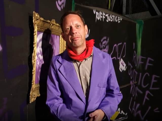 Stourbridge artist Cal on the set of PWEI.40's Ruff Justice music video