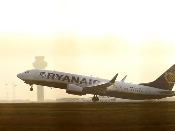 A Ryanair plane taking off