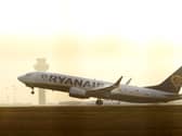 A Ryanair plane taking off