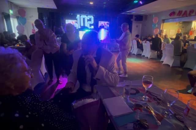 Local singer Terry Dee sang at her party on Saturday