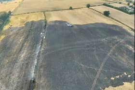 The fire spread across the farmland yesterday afternoon