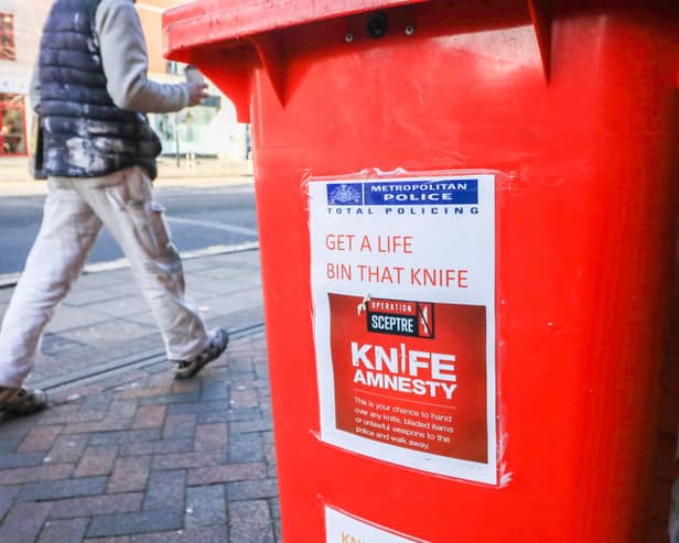 A knife bin in central London
