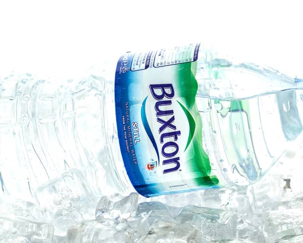 Bottle of Buxton Natural Mineral Water on Ice