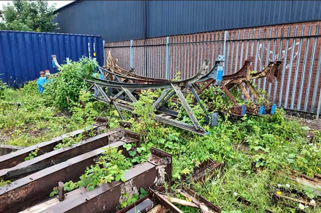 Some of the reclaimed steelwork from Wolverhampton Low Level Station that will form the new canopy
