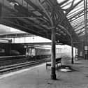 The platform canopy at Wolverhampton Low Level Station, pictured in 1969