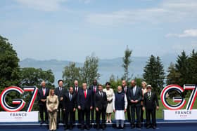 World leaders pose for pictures at the G7 summit