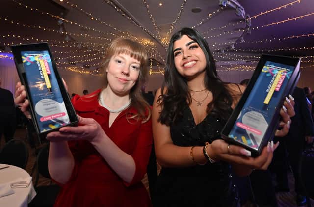 Black Country Apprenticeship Awards 2025 at the Copthorne Hotel, Brierley Hill. Pictured: Winner: Lucy Barford of Wolverhampton Council and Natasha Parbhakar (School of Coding & AI)