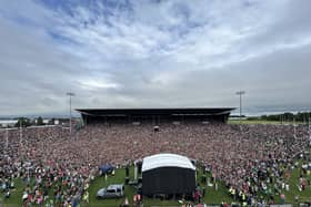Fans attending a homecoming celebration for the Mayo Gaelic football players in Castlebar, Co Mayo