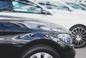 Cars in a row at a car dealer