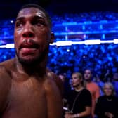 Anthony Joshua celebrates a win