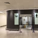 A rope blocks the entrance to the toilets at Gatwick airport
