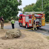 Fire on grassland at Barr Beacon, Great Barr