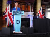 Reform UK leader Nigel Farage (left) and Reform UK home affairs spokesperson Zia Yusuf during a press conference at Royal Horseguards Hotel, in Westminster, central London